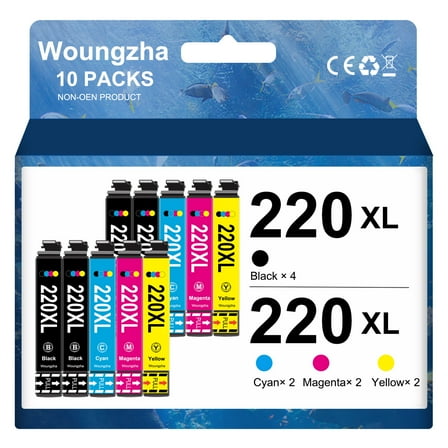 220XL Ink Cartridge for Epson ink 220 XL 220XL to use with Workforce WF-2760 WF-2750 WF-2630 WF-2650 WF-2660 XP-320 XP-420 (10-Pack)