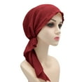 thumbnail image 2 of Prolriy Hijab Undercap Head Hat Cap Ethnic Pre Tied Braid Hair Cover Wrap Turban Headwear Hat Baseball Cap Hats for Women Wine One Size, 2 of 6