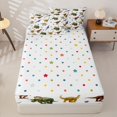 thumbnail image 4 of Metsweet Animal Dinosaur Zipper Twin Comforter Sets with Fitted Sheet and 2 Pillowcases, Jungle Wildlife Zipper Bedding Set, Green Brown Gray,4-Piece, 4 of 6
