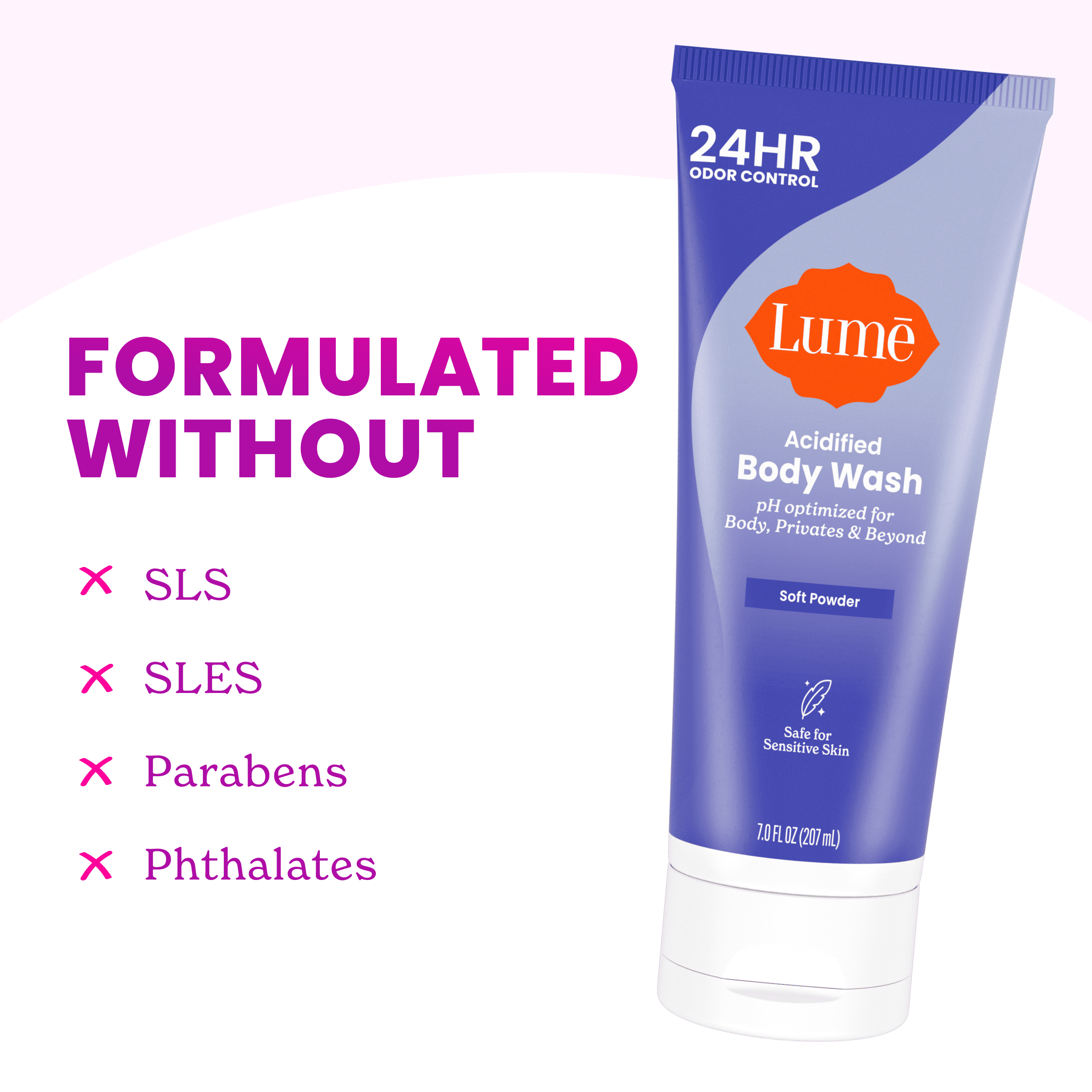 Lume Hydrating Acidified Body Wash Gel, Soft Powder, 7 fl oz
