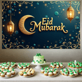 thumbnail image 7 of Eid Mubarak Moon Lanterns Stars Backdrop Banner for Eid Celebrations Party Supplies Photography Props Home Decoration Festive Atmosphere Decor, 7 of 7