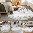 thumbnail image 5 of Round Area Rug 3 Ft, Blue Beige Coastal Washable Non-Slip Circle Carpet for Living Room/Bedroom, Beach Starfish Summer Eucalyptus Retro Low-Profile Small Floor Mats Collection Rugs for Indoor, 5 of 8