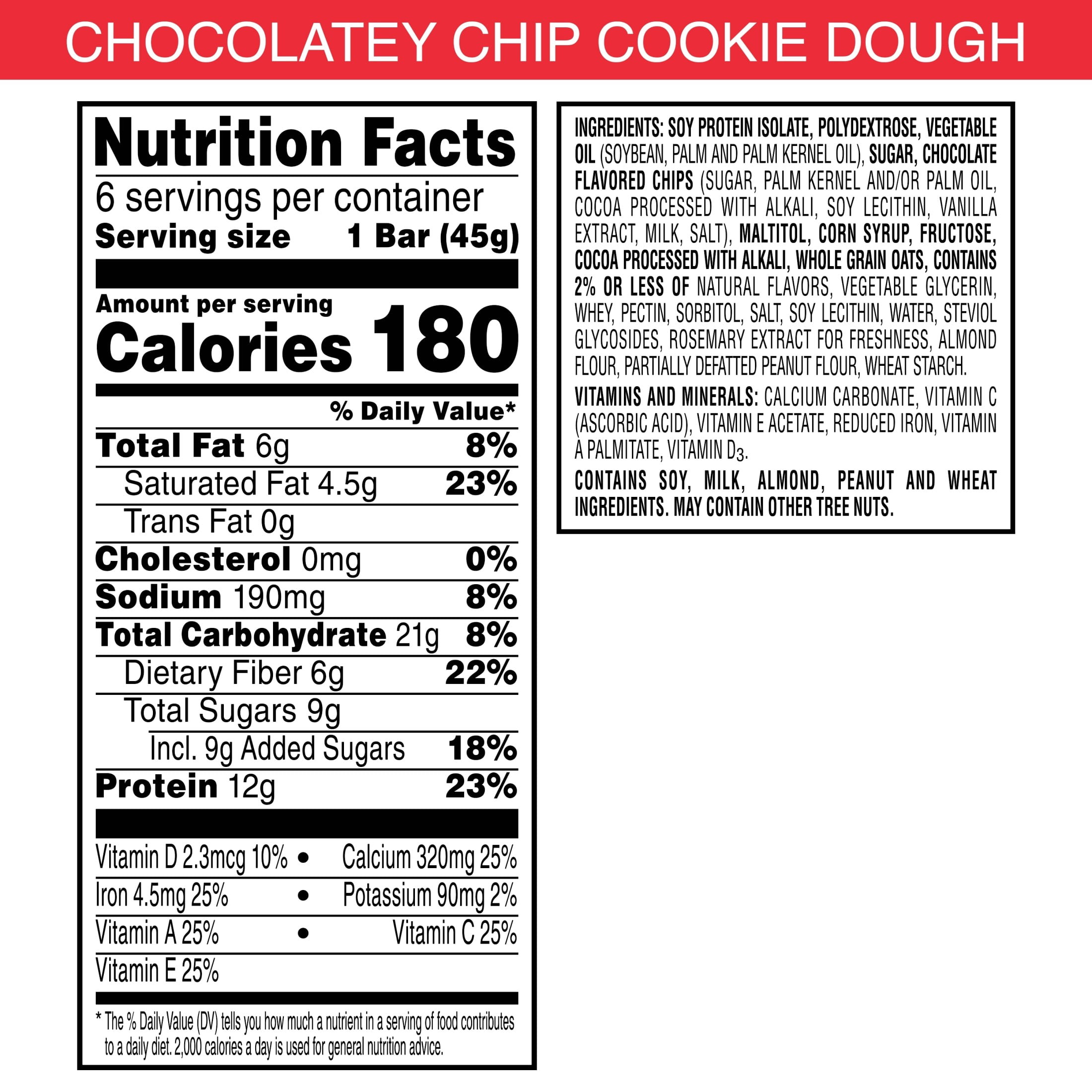 Special K Bar, Chocolatey Chip Cookie Dough Protein Meal Bars, 6 Count