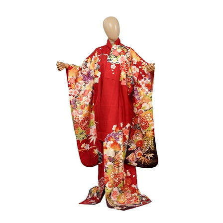 DEAR VANILLA Authentic Traditional Japanese Furisode Kimono for Women Silk Robe Made in Japan KMF-0222
