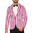 thumbnail image 1 of BLAZER CASUAL DE RAYAS VERTICALES AJUSTADO DE UN SOLO BOTÓN PARA HOMBRES INSPIRADO EN CHIC M ROJO Y BLANCO, 1 of 5