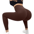 thumbnail image 3 of Chuancc Women's High Waist Workout Seamless Scrunch Booty Leggings Butt Lift Gym Fitness Girl Sport Active Yoga Pants Brown 3XL, 3 of 8