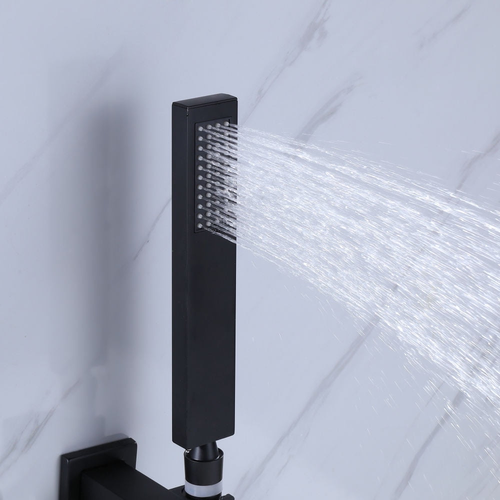 Kepooman Pressure-Balance Wall Mount Tub Faucet, Kitchen Faucets with Hand Shower for Kitchen, Matte Black Kepooman Pressure-Balance Wall Mount Tub Faucet, Kitchen Faucets with Hand Shower for Kitchen, Matte Black