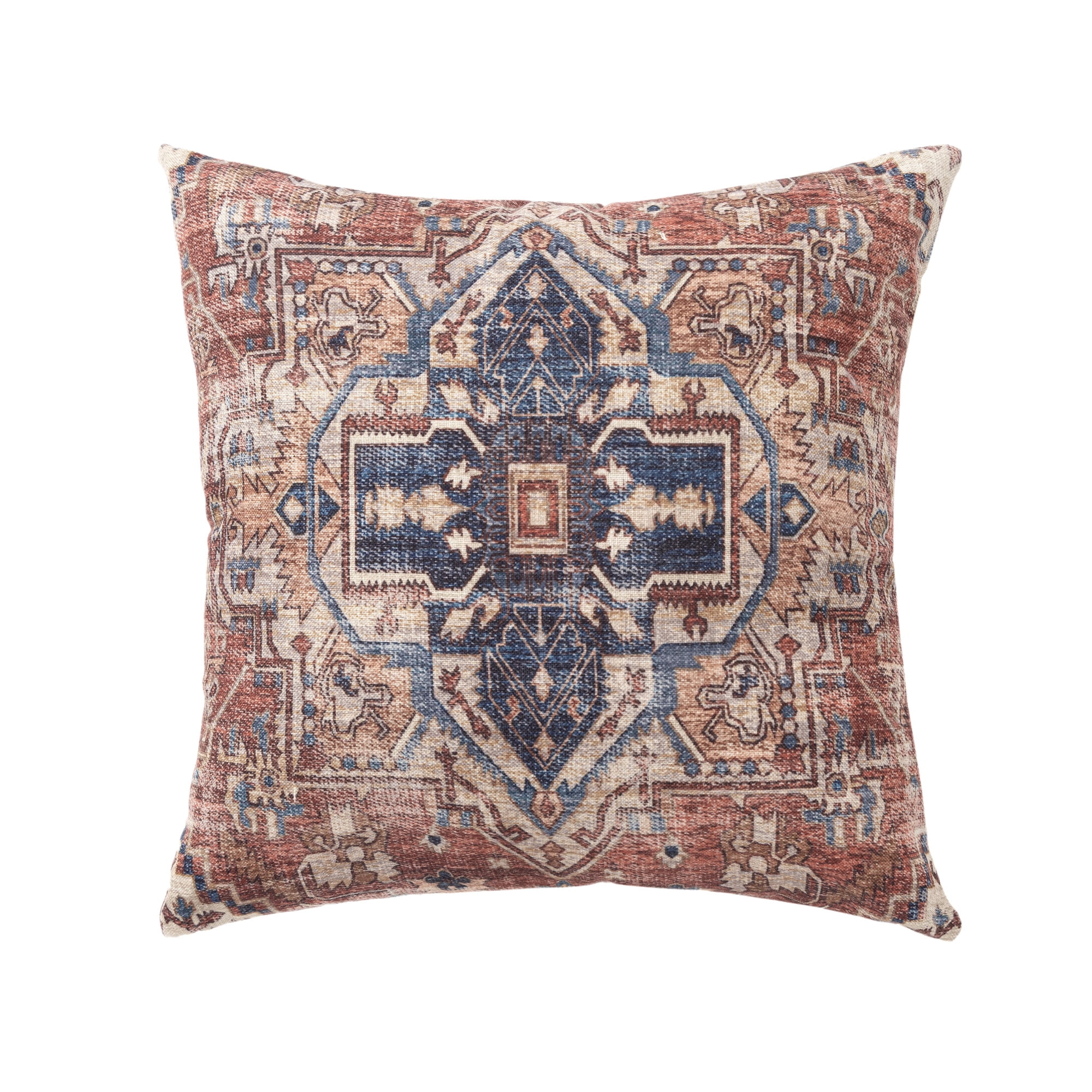 Harlow Hill Charleston 18" x 18" Rust/Navy Medallion Polyester Adult Decorative Throw Pillow