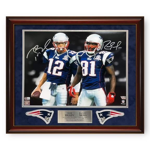 Tom Brady  Randy Moss Autographed 16x20 Photo Framed to 23x27 Fanatics