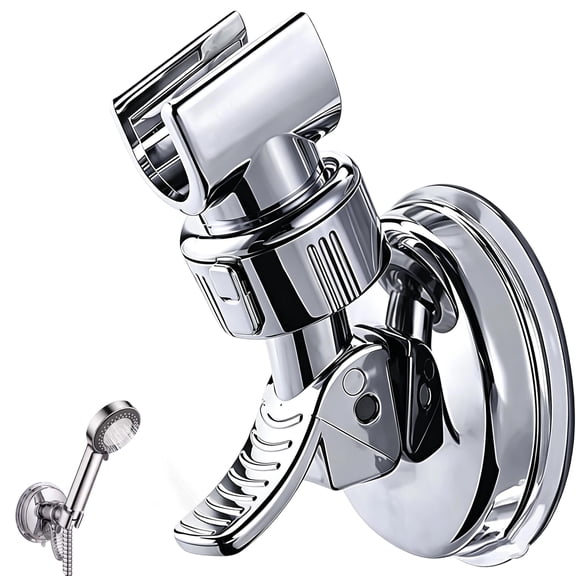 Adjustable Shower Head Holder, 360° Swivel Suction Cup, No-Drill Removable Bracket for Bathroom Tile, Glass, and Marble