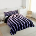 thumbnail image 3 of Feelyou Modern Buffalo Plaid Bedding Comforter Set for Adult, Chic Checkered Square Twin Comforter Sets, Neon Gradient Purple Reversible Bedding Set, Super Cozy Room Decor, 2pcs, 3 of 8