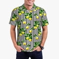thumbnail image 2 of Balery Lemons on Striped Printed Men’s Short Sleeve Polo Shirt, Midweight Men's Shirt,Golf Polo shirts -4X-Large, 2 of 8