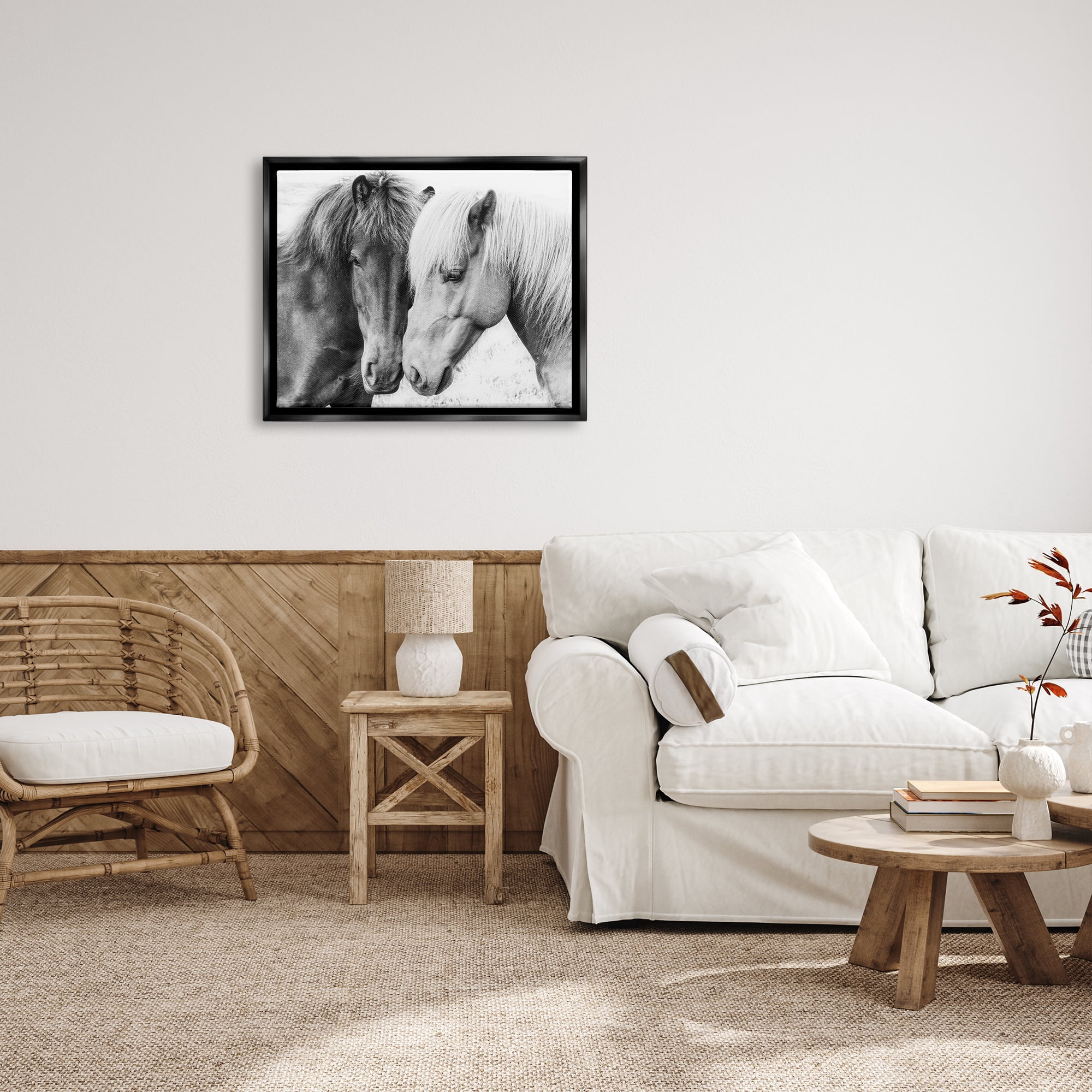 Stupell Industries Horse Love Duo Portrait Animals & Insects Photography Black Floater Framed Art Print Wall Art, 31 x 25