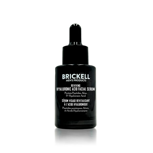 Brickell Men's Anti Aging Hyaluronic Acid Serum for Face, Reviving Day Serum for Men, Natural and Organic Vitamin C Face Serum with Protein Peptides to Res