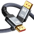 thumbnail image 1 of Cable DisplayPort 1.4, cable DP 8K de 3,3 pies [certificado VESA, 8K@60Hz, 4K@144Hz, 2K@240Hz/165Hz/144Hz], cable/s de puerto de pantalla de alta velocidad trenzado de 32,4 Gb para monitor de juegos, HDR/HDCP/ FreeSync/G-Sync JM Cocina, Decoración y Otros, 1 of 5