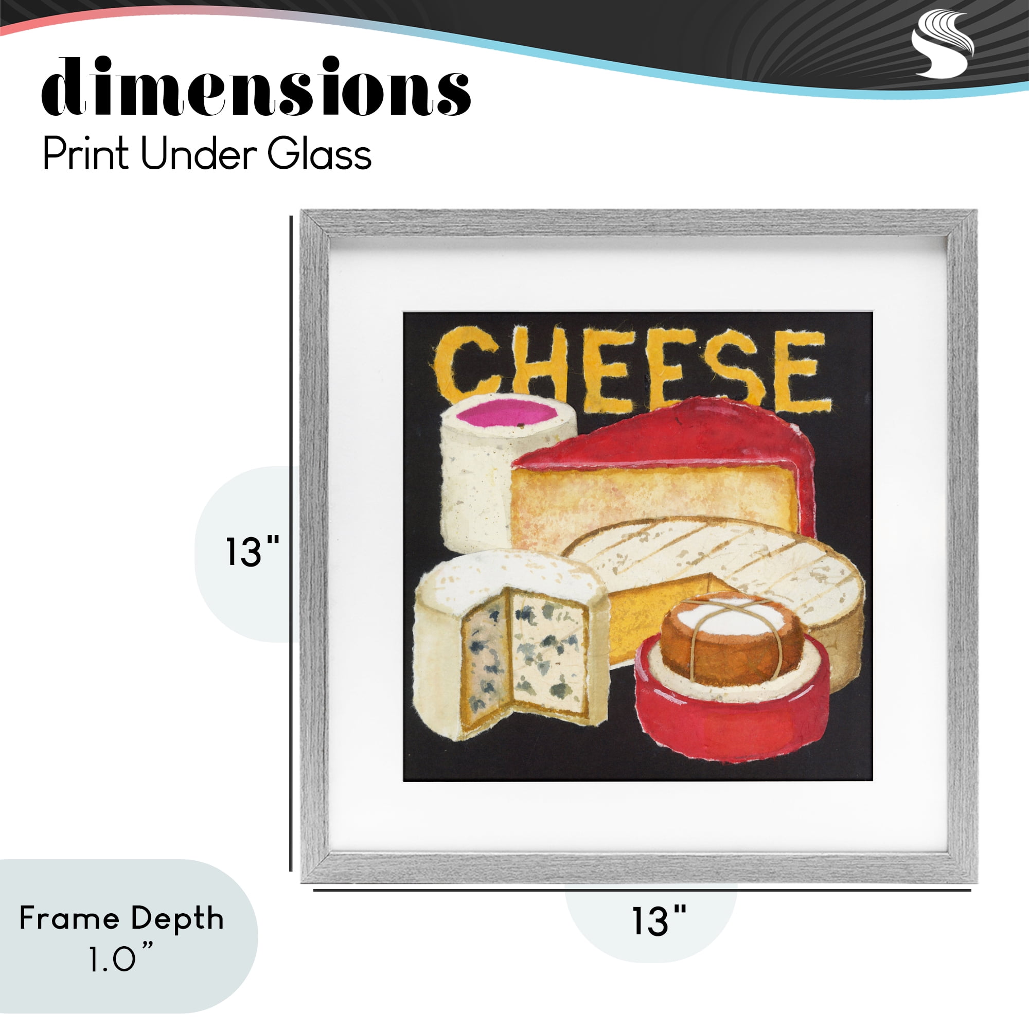 Stupell Industries Assorted Cheese Wheels Gray Framed Print Under Glass, design by Nancy Overton