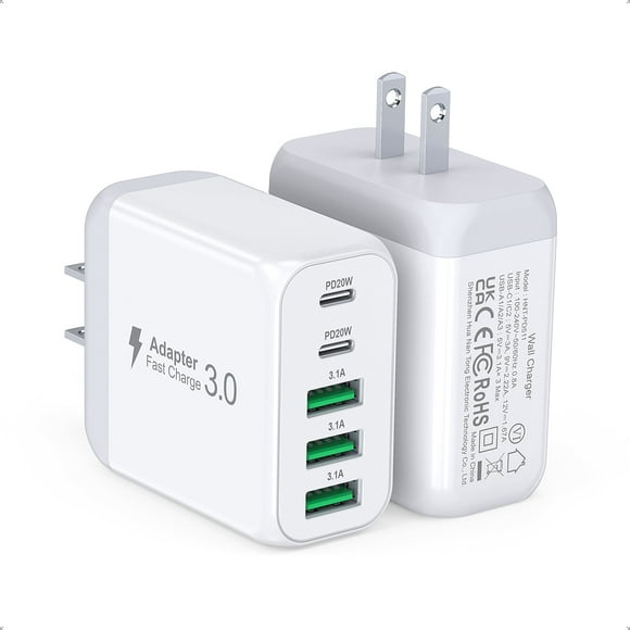 TAOHAI 2 Pack 50W Fast Charger Type C Wall Charger USB C Wall Charging Block, Multiport Fast Charger for iPhone 16/15/14Pro Max/XS,iPad,for Switch,Samsung