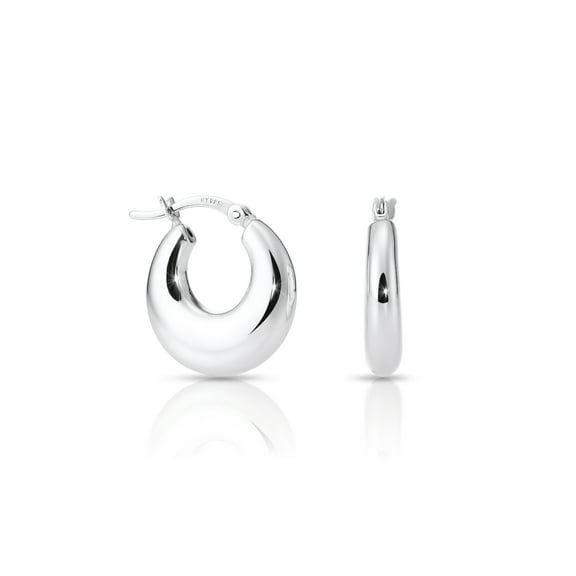 Tilo Jewelry 925 Sterling Silver Shiny Small Hoop Earrings | 18mm | Women & Unisex