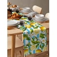thumbnail image 6 of ERUNPONLY Summer Lemon Table Runner - 90 Inch Long Yellow Green Watercolor Botanical Aqua Striped Cotton Linen Blended Dress Scarves Farmhouse Table Runner for Kitchen Dining, Coffee Table, 13"x90", 6 of 8