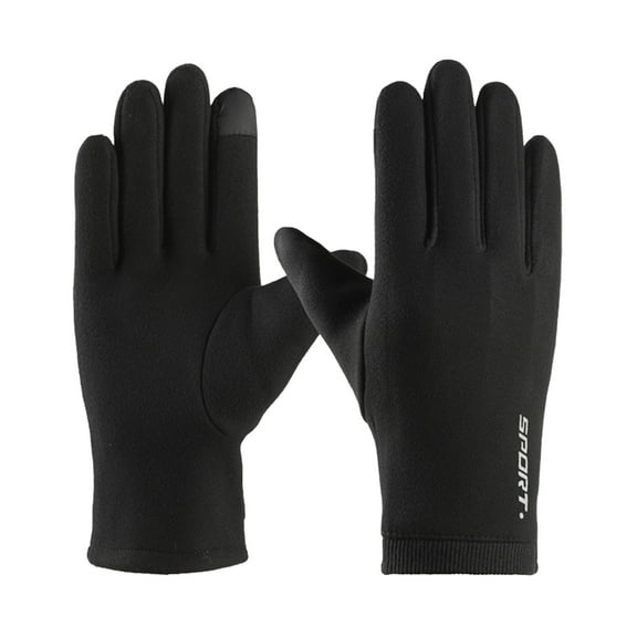 comerut 1 Pair Winter Warm Gloves Plush Lining Stretchy Windproof Cold Weather Full Finger Men Touchscreen Gloves