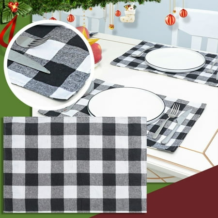 

Fall Savings Clearance Under $5.00 Red And Black Plaid Placemats Machine Washable Place Mats For Kitchen Table Dinning Room