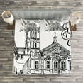 thumbnail image 3 of Ambesonne Black and White Quilted Bedspread Set 3 Pcs, Scenery of Rome, King Size, Black and White, 3 of 3