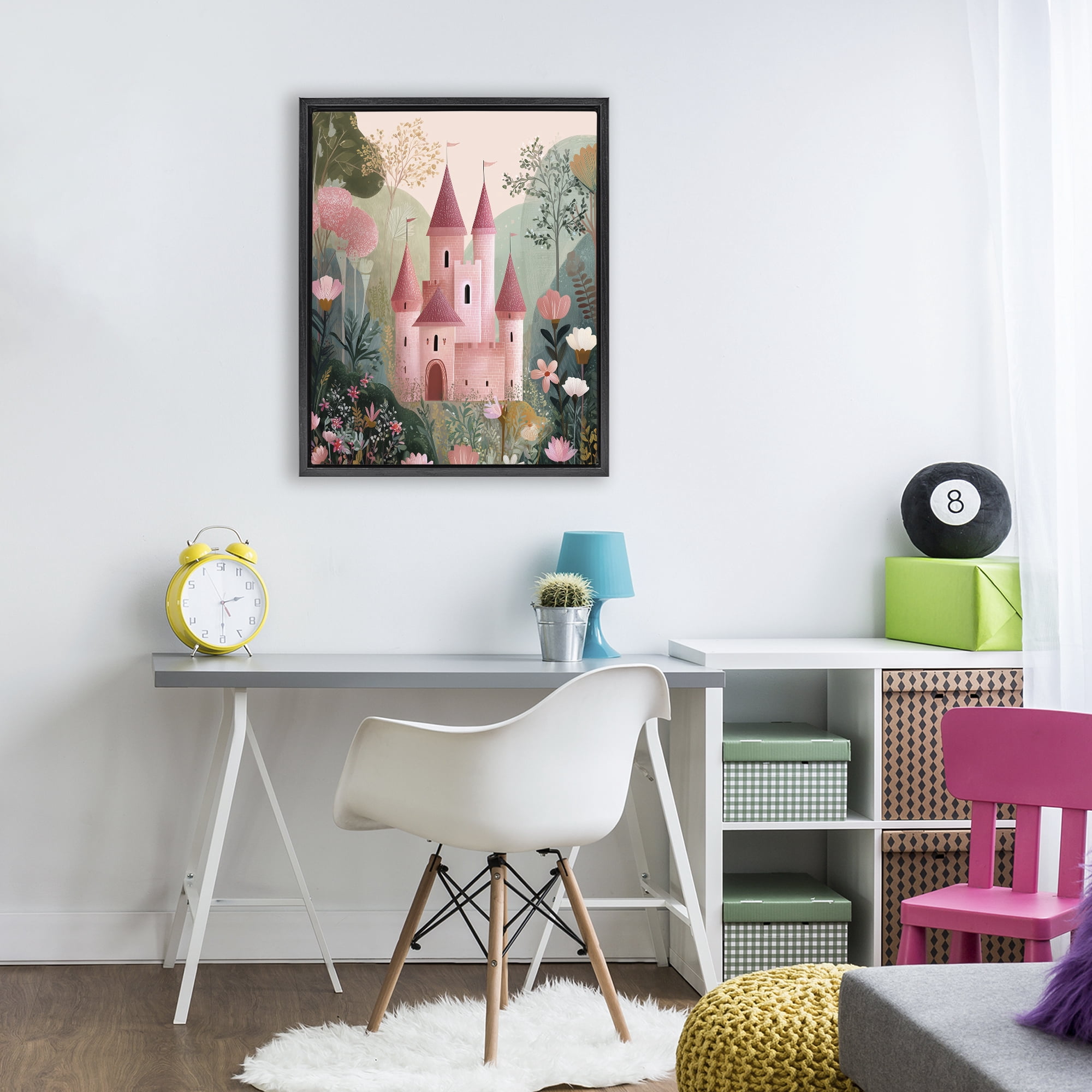 Stupell Industries Castle For A Princess Black Framed Floater Canvas Wall Art, design by Christine Simpson Art