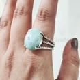 thumbnail image 4 of Natural Larimar Ring, Dominican Pectolite Larimar Gemstone Ring, 3 Twisted Bohemian Band, 925 Sterling Silver, Womens Ring, Christmas, Thanksgiving, Handmade, Statement Jewelry, Natural Gemstone Ring, 4 of 7