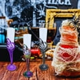 thumbnail image 6 of (3 ) Halloween Skeleton Hand Plastic Champagne Flutes, 10.25in Spooky Reusable Tall Wine Goblets Gothic Iridescent Purple Black Drinkwares Table Party Props Supplies Creepy Display Color May Vary, 6 of 8