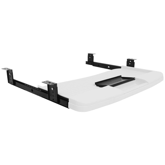 IMIKEYA White Under Desk Keyboard Tray, Sliding ABS Keyboard Drawer with Stainless Steel Rails for Ergonomic Office Desk, 1 Set