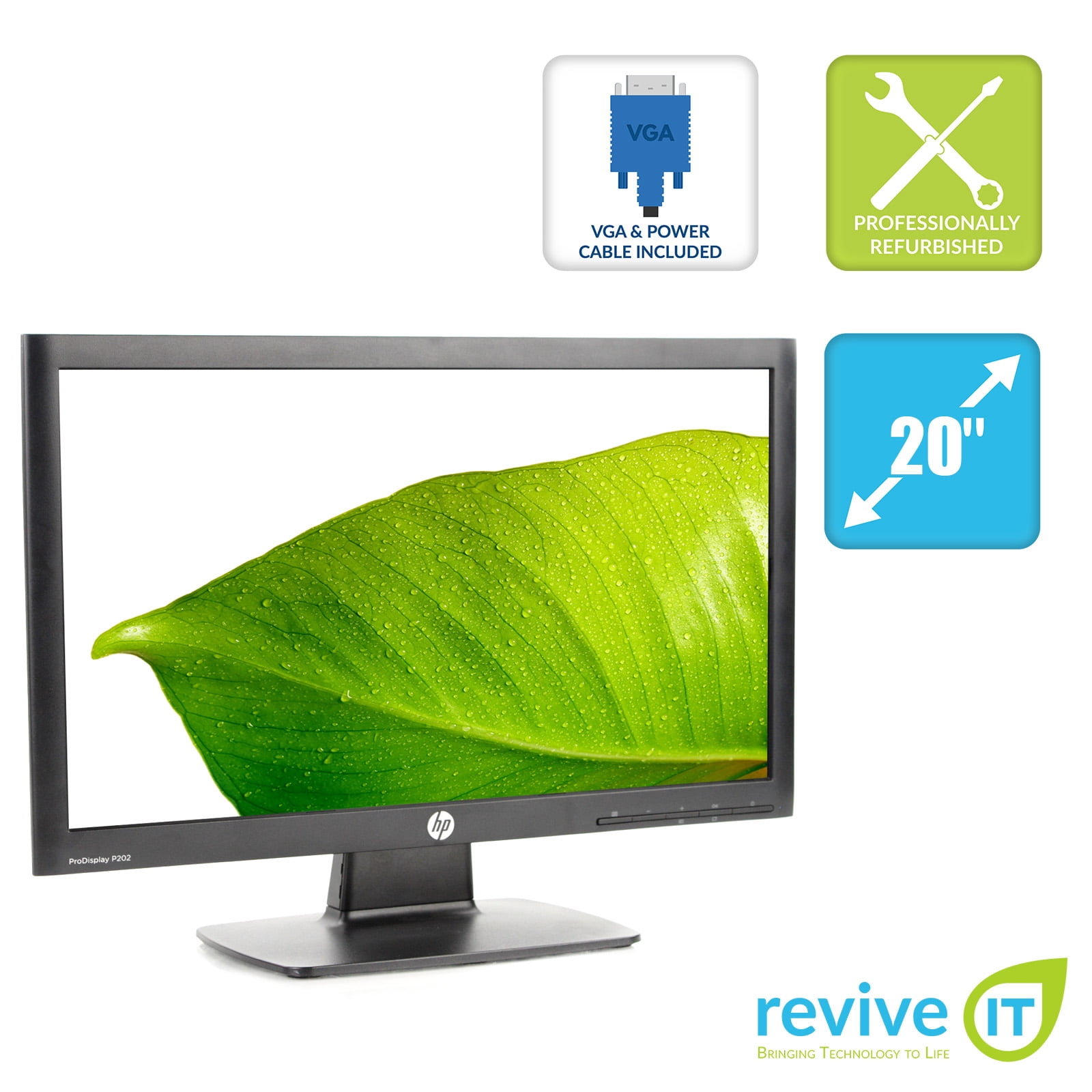 Used HP ProDisplay P202 20" Widescreen 1600x900 169 TN LED Backlit LCD