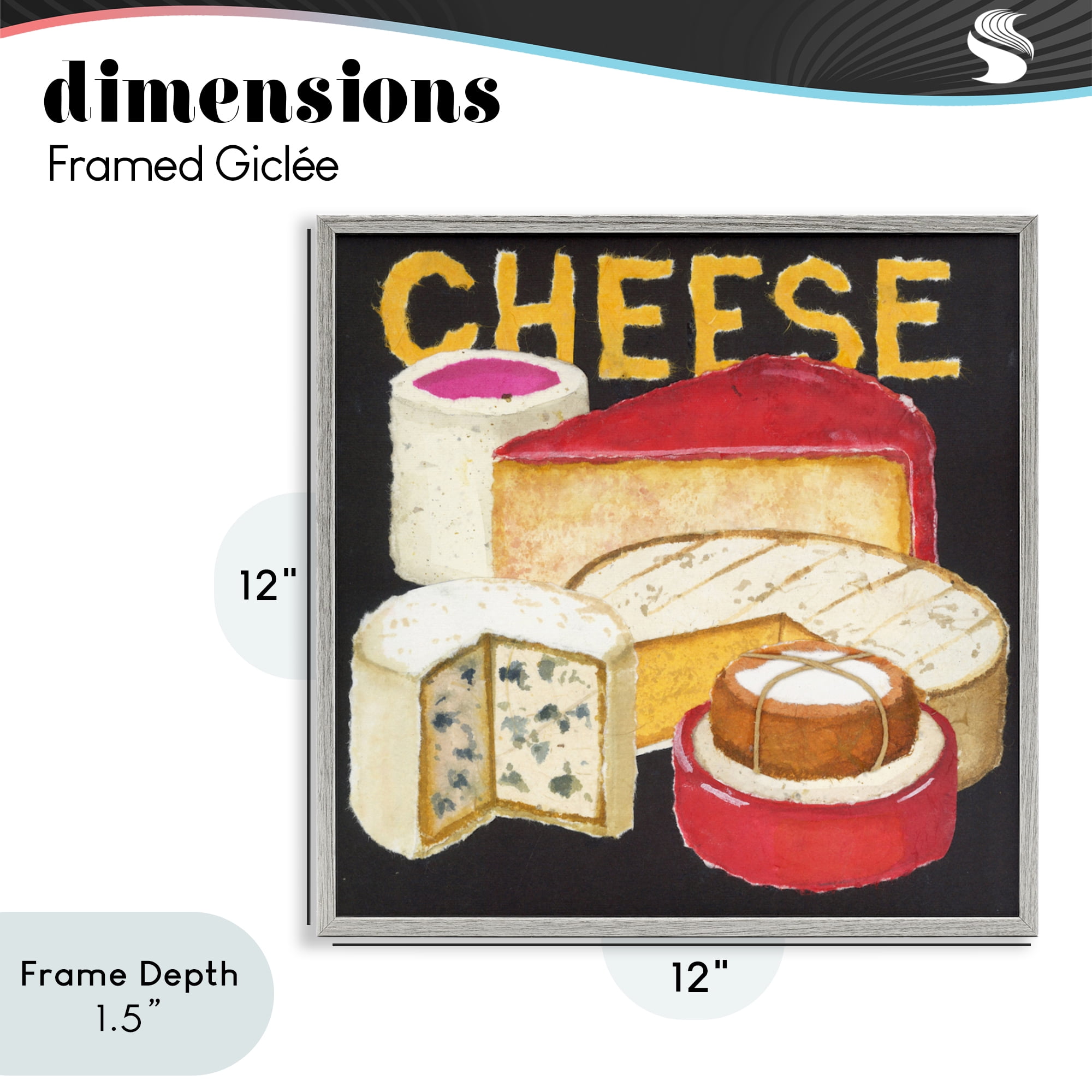 Stupell Industries Assorted Cheese Wheels Gray Framed Giclee Art, design by Nancy Overton