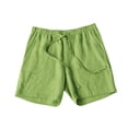 thumbnail image 4 of Men's Linen Blend Casual Shorts Drawstring Waist Breathable Lightweight for Summer Beach Vacation Poolside Relaxing Linen Shorts,Light Green,XXXL, 4 of 4