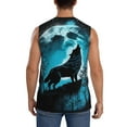 thumbnail image 4 of Uemuo Blue Full Moon Wolf Pattern Men's Sleeveless T-Shirt,Muscle Athletic Tank Top, Moisture-wicking Quick-dry Breathable Classic Tee Top for Gym Run Outdoor Sports-, 4 of 8