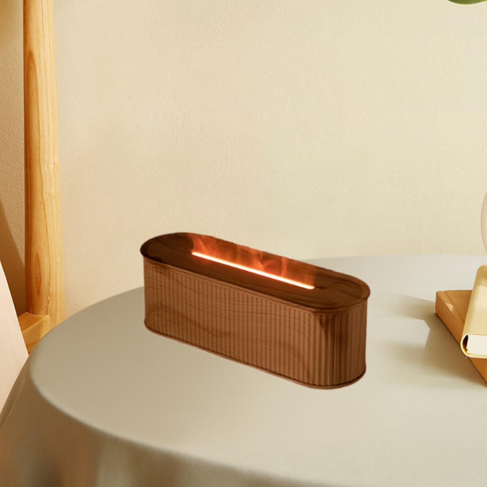 TISHITA 7 Colours Flame Essential Oil Humidifier Timing Function Portable for Bedroom Stylish Multifunctional Brown