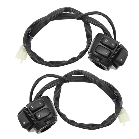 1 Pair Control Switches Handlebar Horn Turn Signals Light On/Off Switch with Wire Harness Replacement for Harley 1996-2012