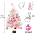 thumbnail image 2 of Mini Christmas Tree with Led Lights, Tabletop Christmas Tree with Balls& Elk, Fairy Feather Artificial Xmas Tree - Pink, 2 of 5