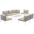 thumbnail image 1 of Modern Contemporary Urban Design Outdoor Patio Balcony Eight PCS Sectional Sofa Set, Beige White, Rattan, 1 of 7