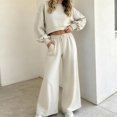 thumbnail image 3 of Iyufng 2 Piece Polka Dot Outfits for Women, Cropped Sweatshirt Drawstring Wide Leg Pants with Pockets Casual Loungewear Matching Set, 3 of 7