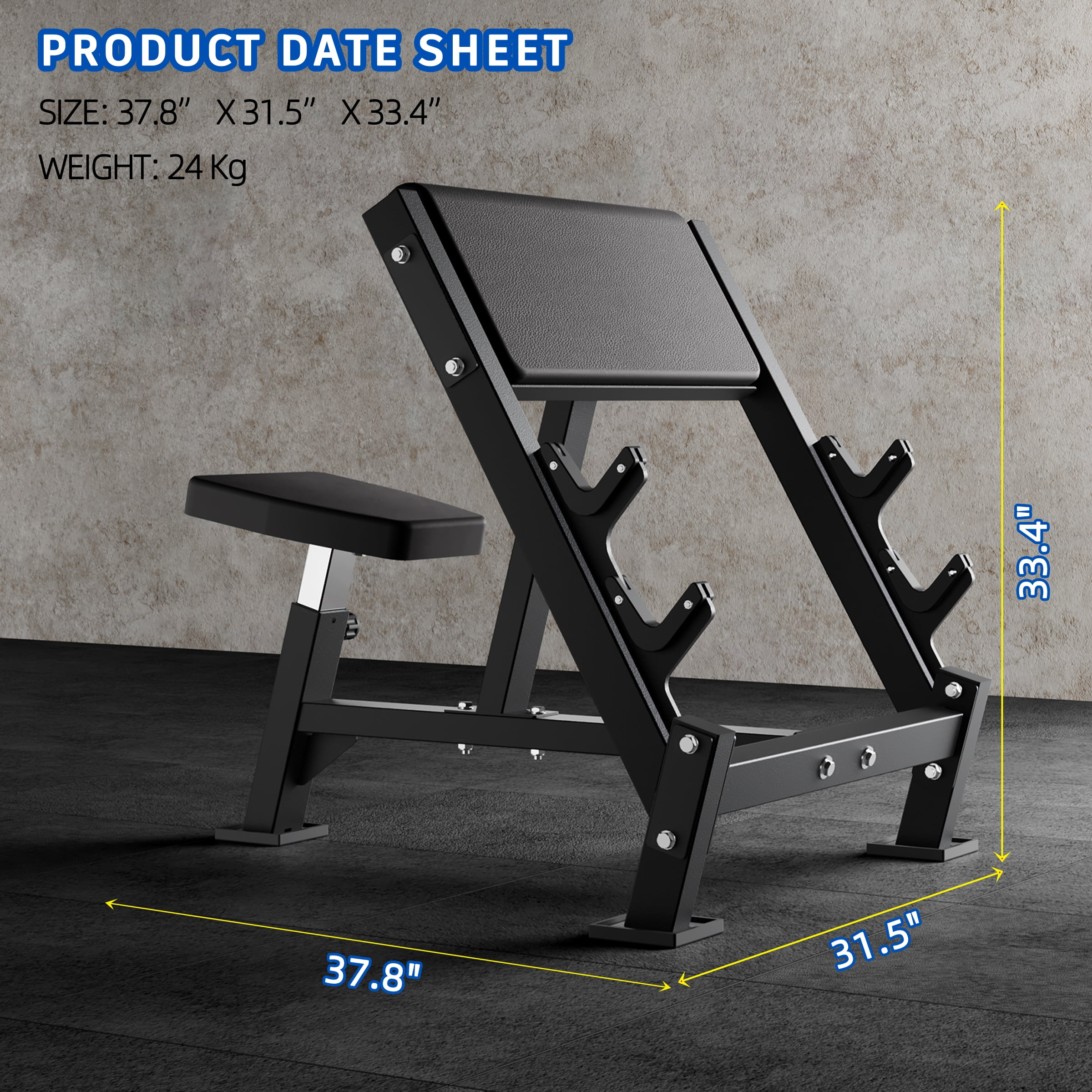 AOWINNOX Preacher Curl Bench, Tricep&Bicep Curl Machine, Arm Workout Equipment