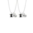 thumbnail image 2 of Delight Jewelry Silvertone Small Black Resin Skull with Clear Crystals Mother & Daughter Heart Necklaces (Set of 2), 19"+2", 2 of 4