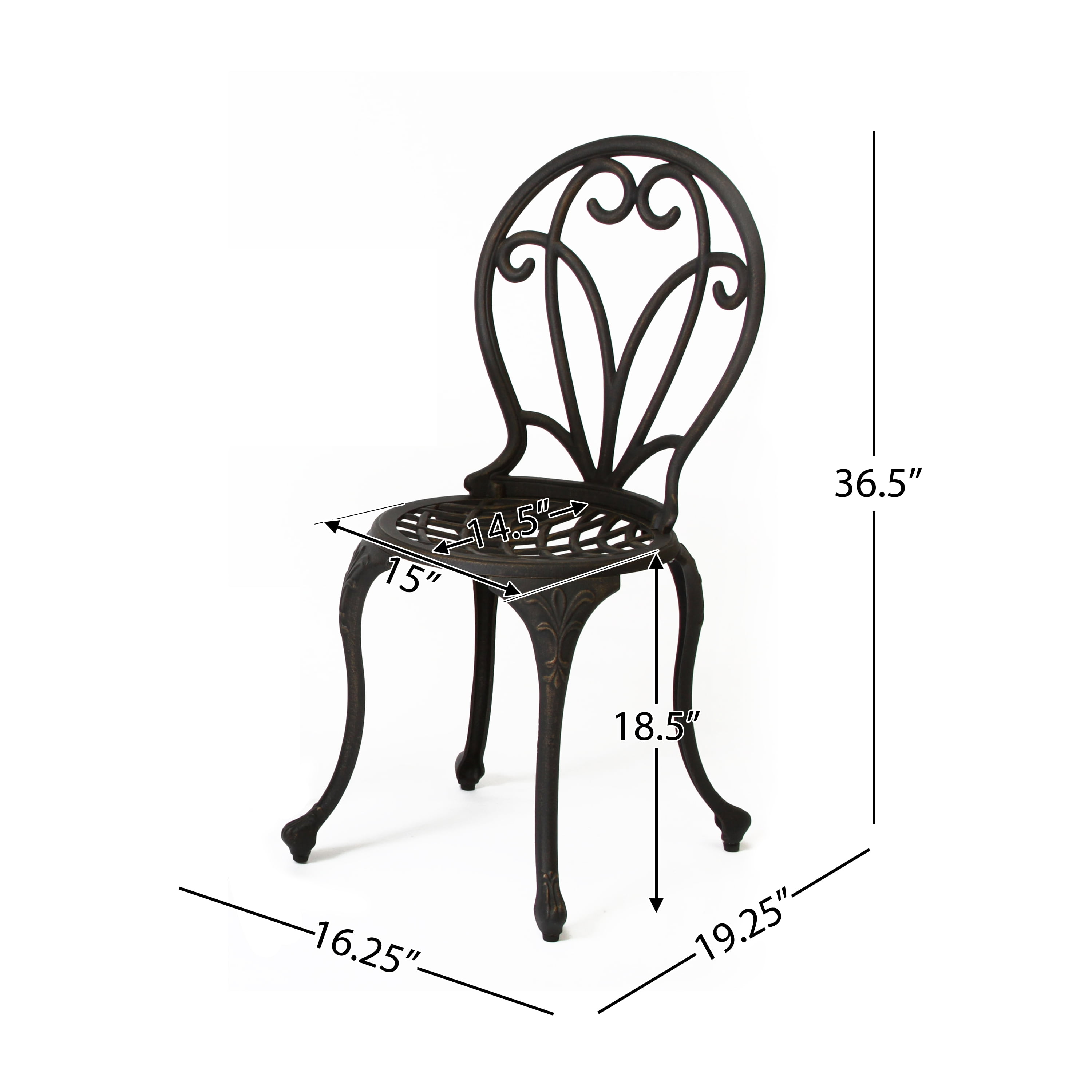 Aluminum 3-Piece Outdoor Bistro Set, Black and Gold
