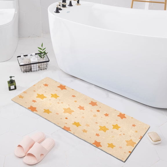 Haosy Light Orange Star Bathroom Rugs Non Slip Absorbent Soft Plush Quick Dry Bath Mat, 39"x20"