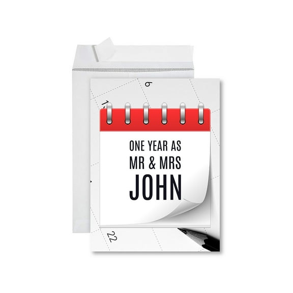 Koyal Wholesale Funny 1st Year Wedding Anniversary Jumbo Card With Envelope, One Year As Mr & Mrs, Set of 1