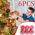thumbnail image 3 of AuroraX Plastic Christmas Decoration Set Red Contemporary 6 Pcs Hanging Ball Ornaments 2.4" Decorative Glitter Transparent Painted for Christma Tree Decor, 3 of 6