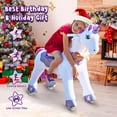 thumbnail image 2 of PonyCycle Ride-On Unicorn Toy for Kids, No Battery Riding Toy with Hand Brake, Indoor Outdoor Use, Ages 3–4, Purple, E313, 2 of 5