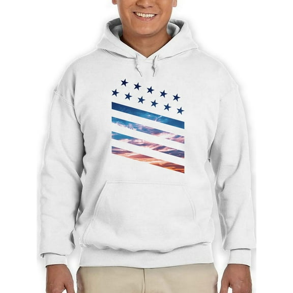 American Flag With Sky Hoodie Men -GoatDeals Designs, Male 3X-Large