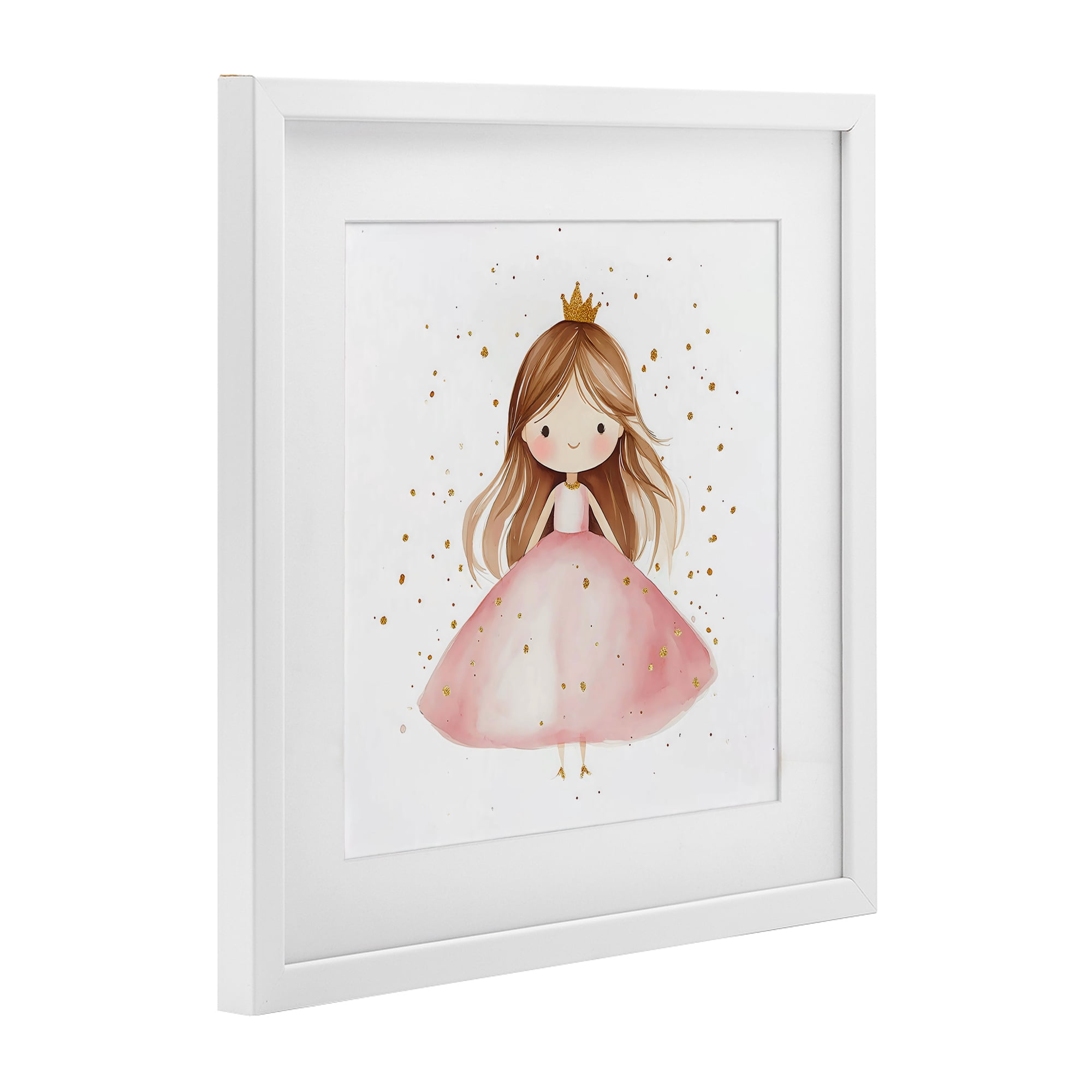 Stupell Industries Little Princess with Pink Gown White Framed Print Under Glass, design by Creative Studio