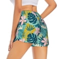 thumbnail image 4 of Picia Tropical Floral Pattern Women's 2 in 1 Athletic Running Shorts High Waisted Workout Casual Gym Sweat Shorts with Comfy Liner Zipper Pockets-Large, 4 of 9