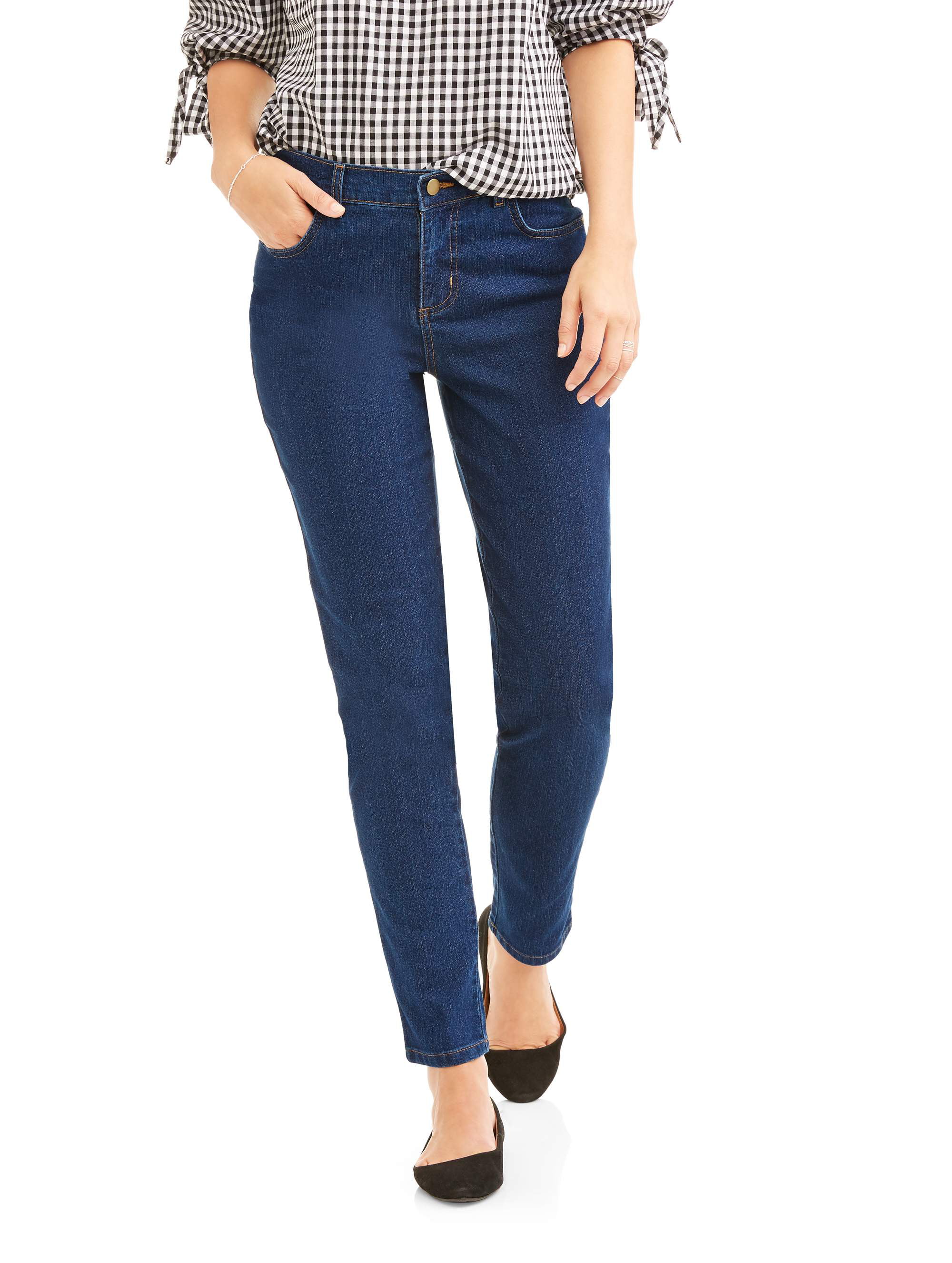 RealSize - Women's Stretch Denim 5-Pocket Jeans with Back Elastic ...